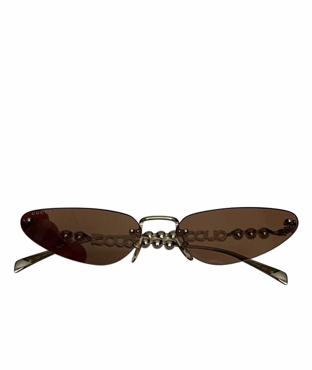 GUCCI Коричневые металлические солнцезащитные очки, фото 1