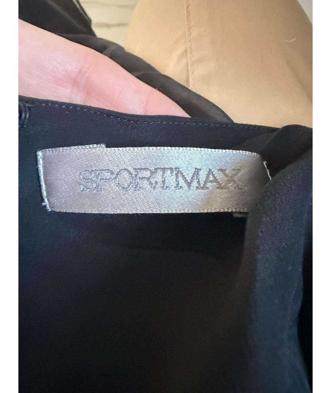 SPORTMAX Черная шифоновая блузы, фото 2