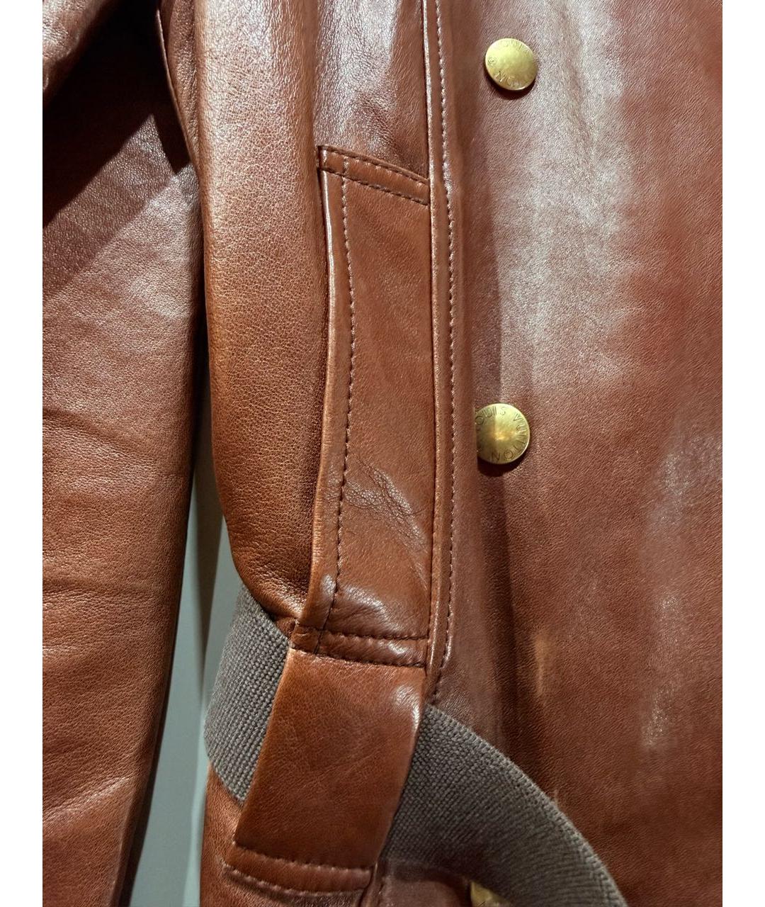 LOUIS VUITTON Коричневая кожаная куртка, фото 8