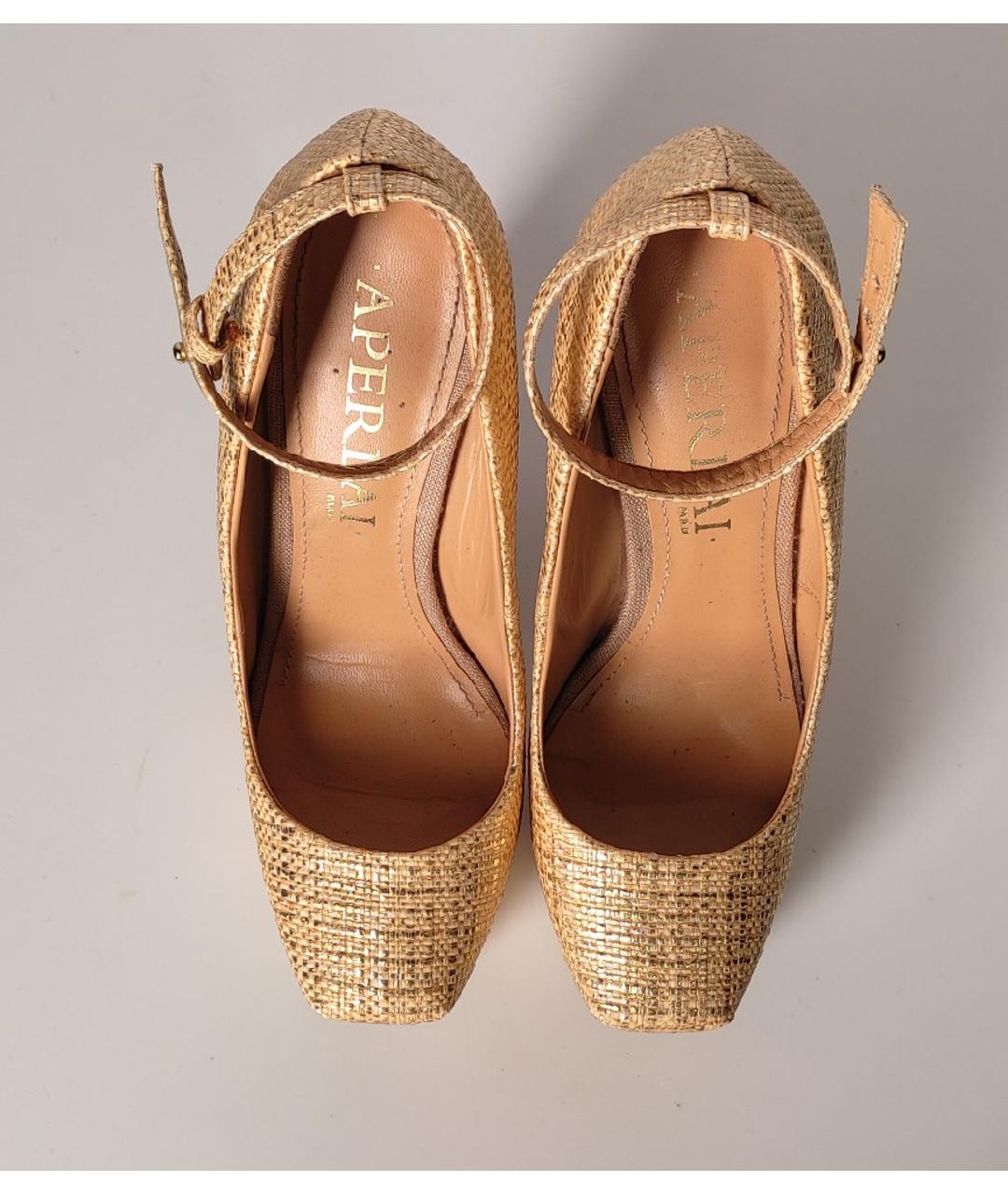 APERLAI Золотые текстильные туфли, фото 4