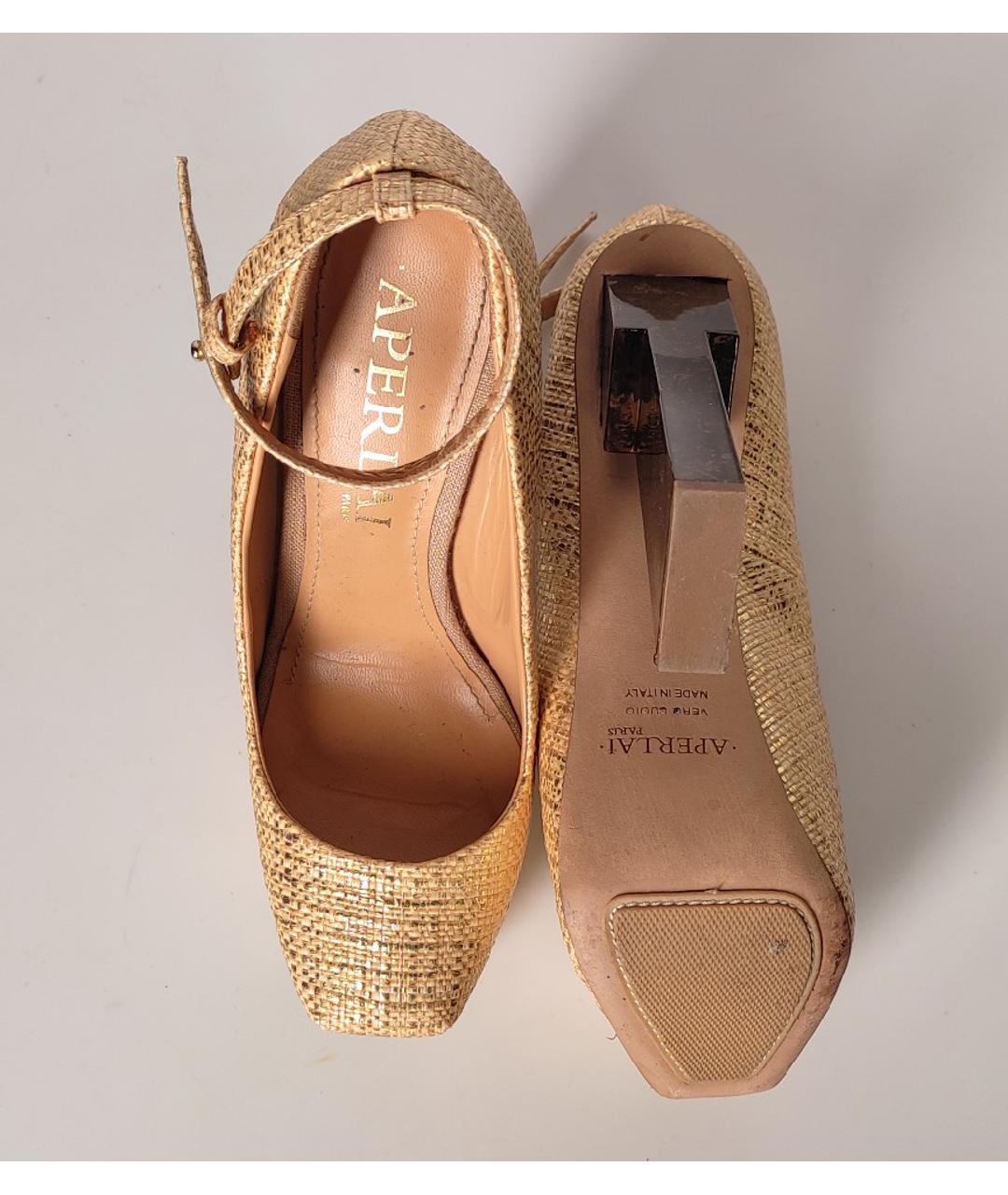 APERLAI Золотые текстильные туфли, фото 5