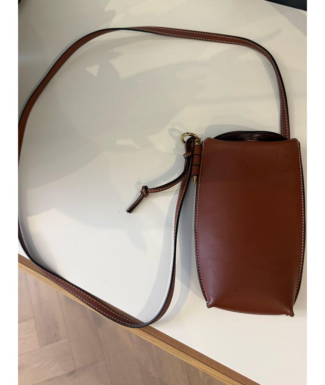 LOEWE Коричневая кожаная сумка через плечо, фото 6