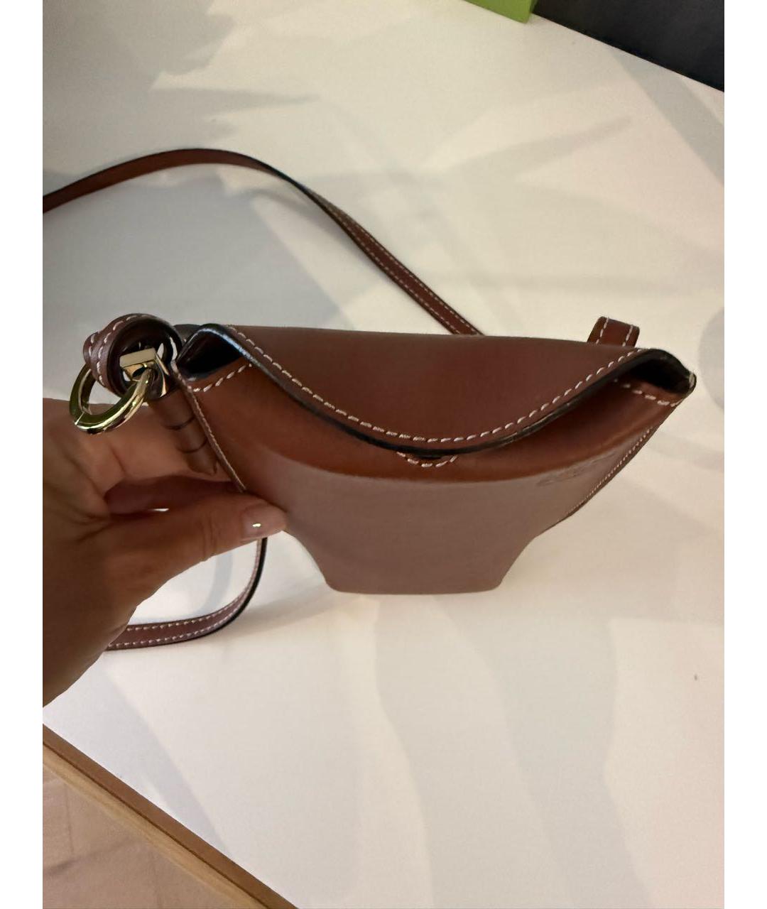 LOEWE Коричневая кожаная сумка через плечо, фото 2
