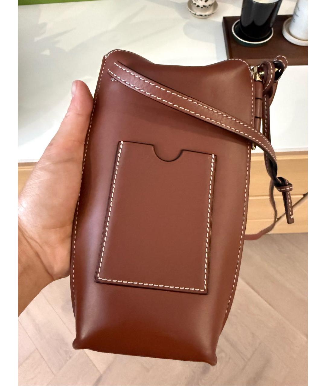LOEWE Коричневая кожаная сумка через плечо, фото 3