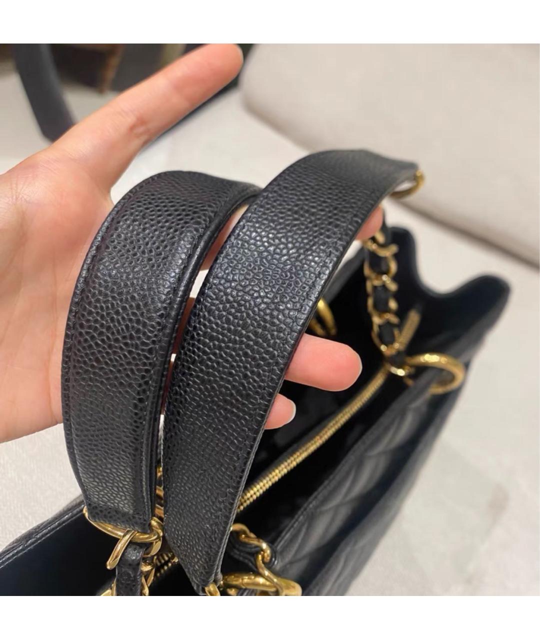 CHANEL Черная кожаная сумка тоут, фото 4