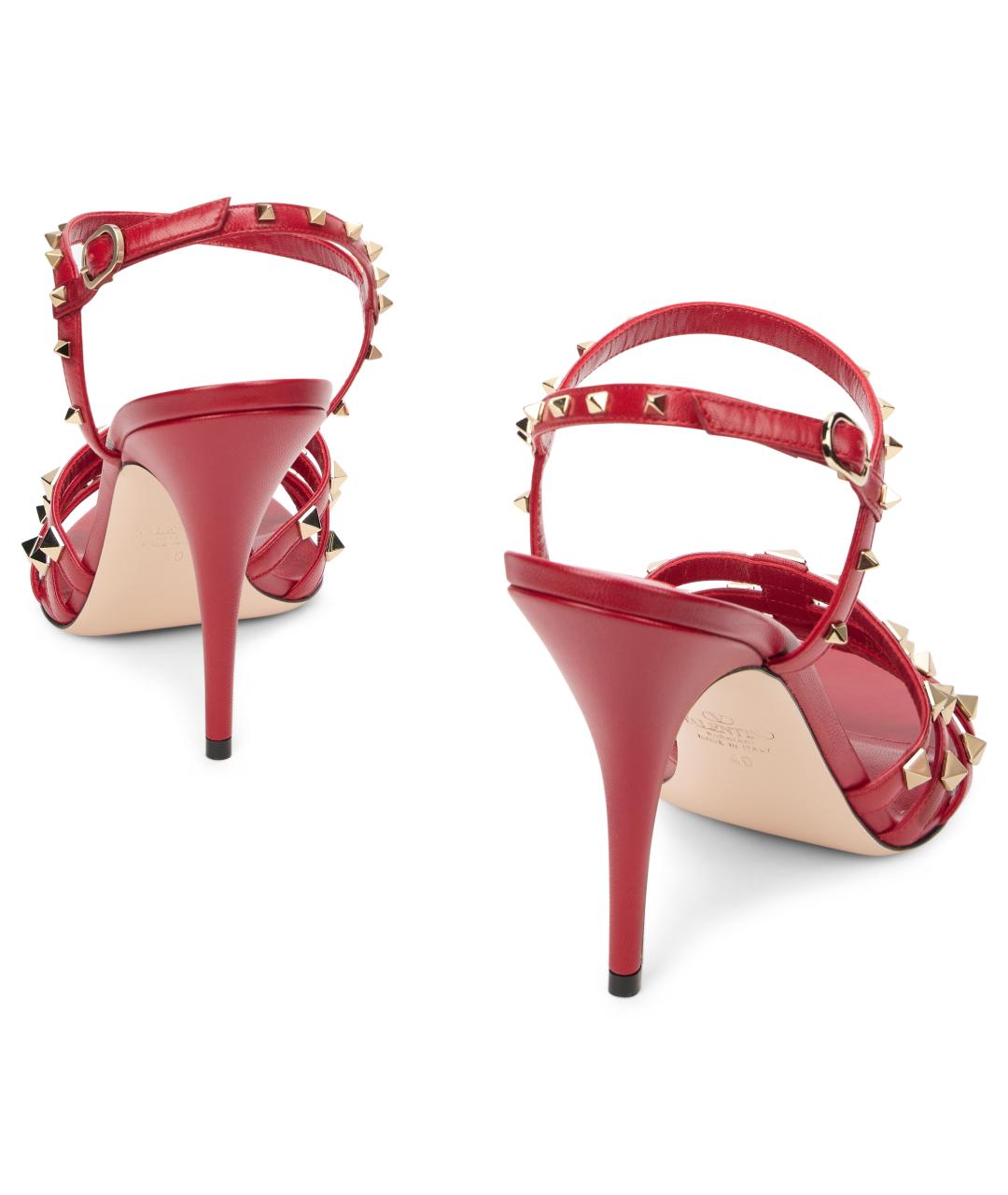 VALENTINO Красные кожаные босоножки, фото 3
