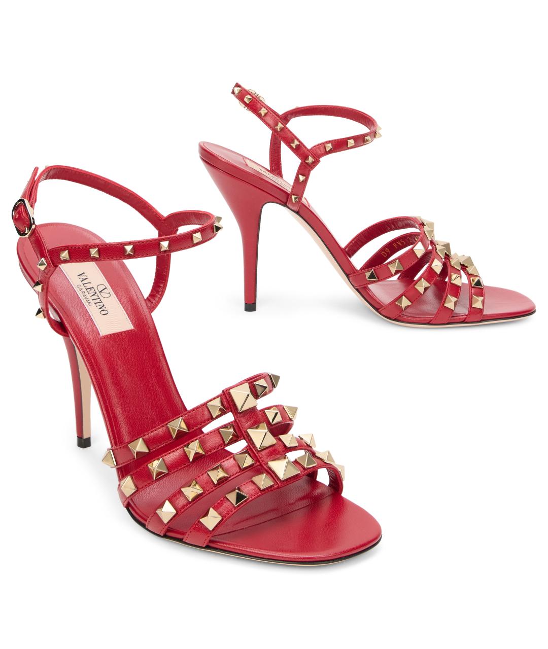 VALENTINO Красные кожаные босоножки, фото 2