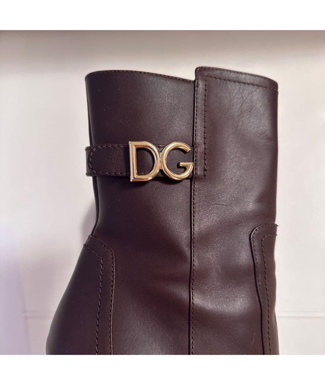 DOLCE&GABBANA Коричневые кожаные ботильоны, фото 5
