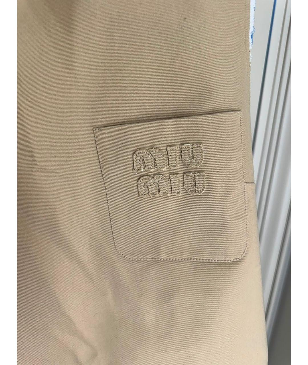MIU MIU Бежевое хлопковое повседневное платье, фото 3