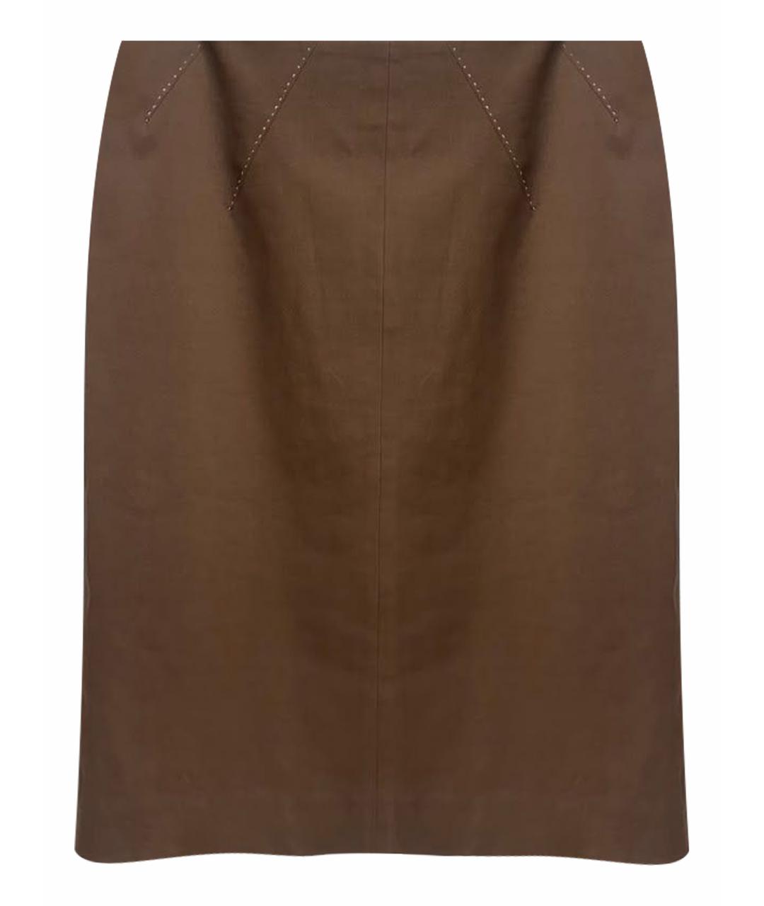 KITON Коричневая юбка миди, фото 1