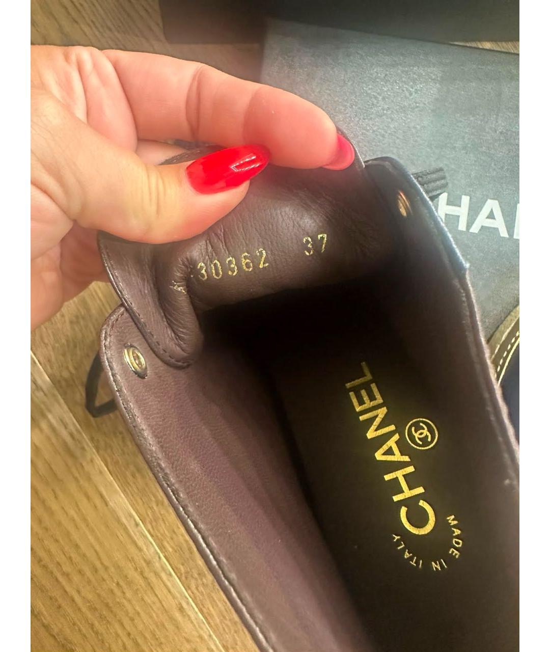 CHANEL Коричневые кожаные ботинки, фото 5