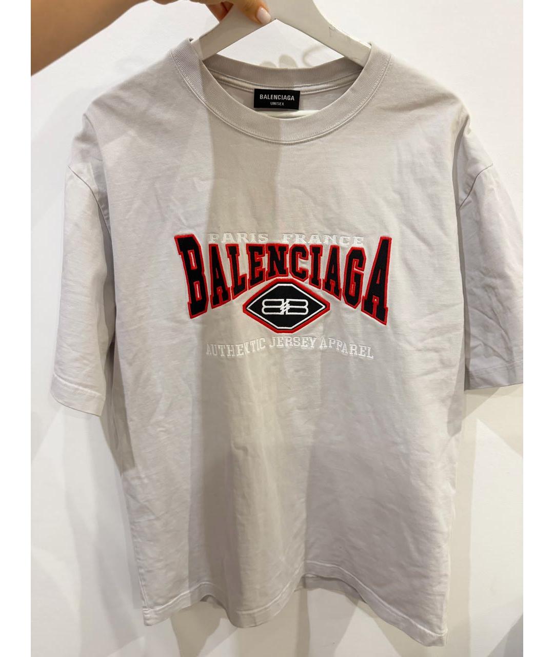 BALENCIAGA Серая хлопковая футболка, фото 2