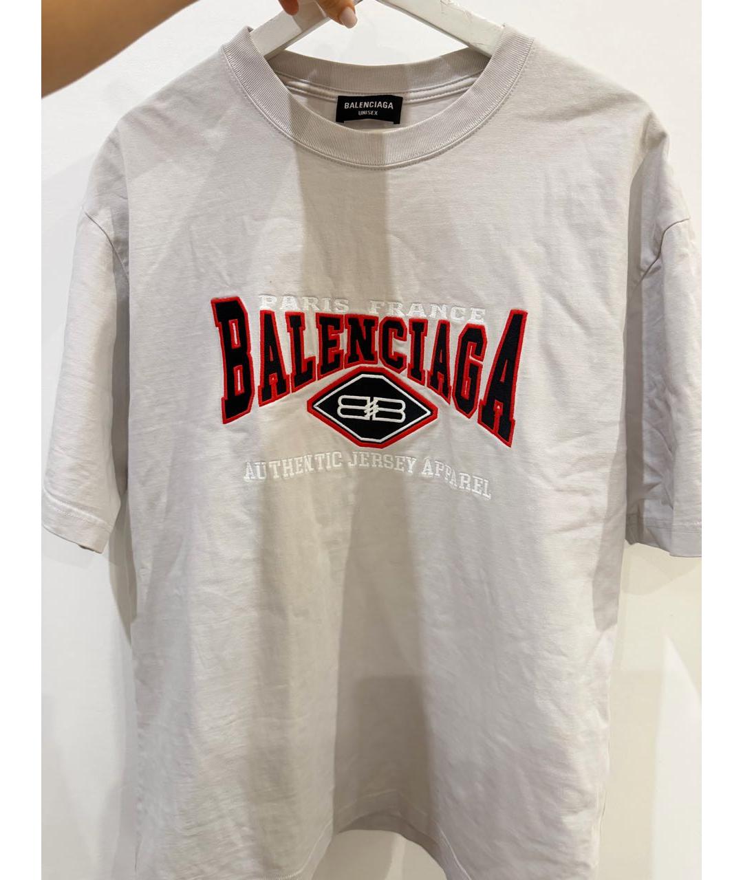 BALENCIAGA Серая хлопковая футболка, фото 3