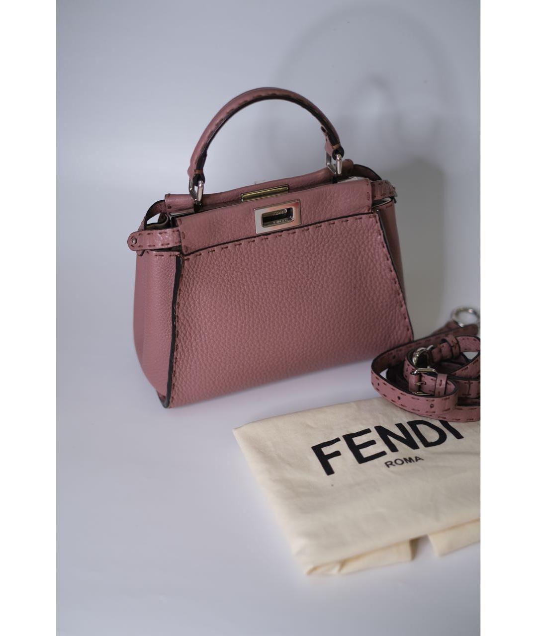 FENDI Розовая кожаная сумка через плечо, фото 2