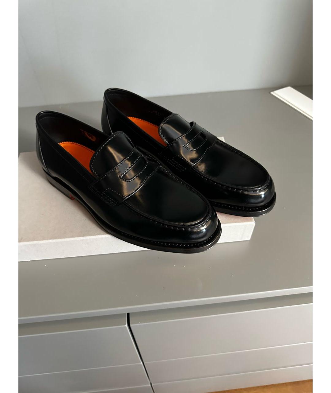 SANTONI Черные кожаные лоферы, фото 4
