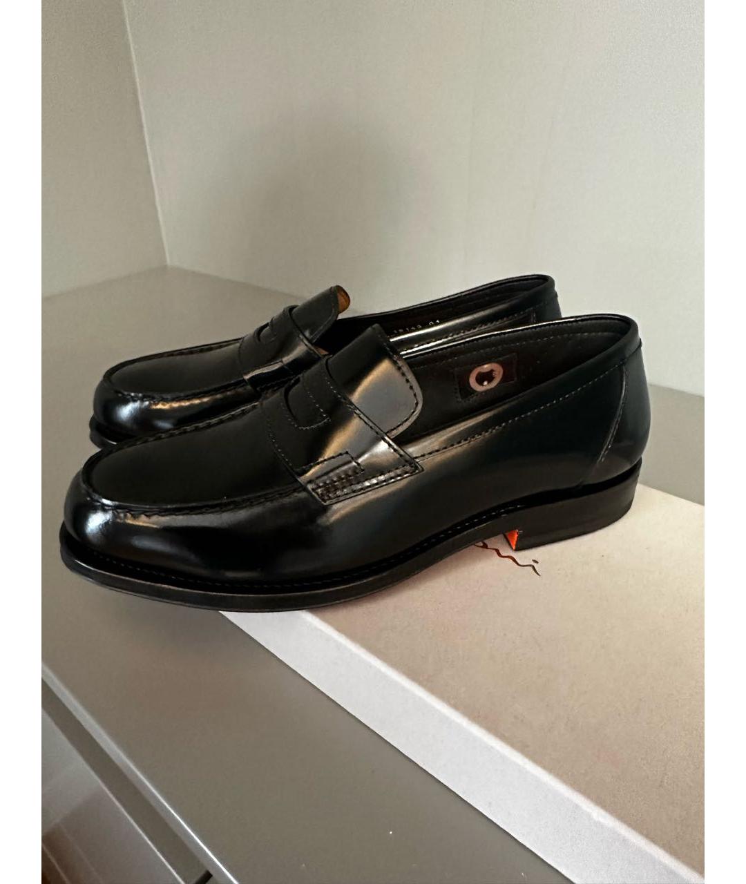 SANTONI Черные кожаные лоферы, фото 2