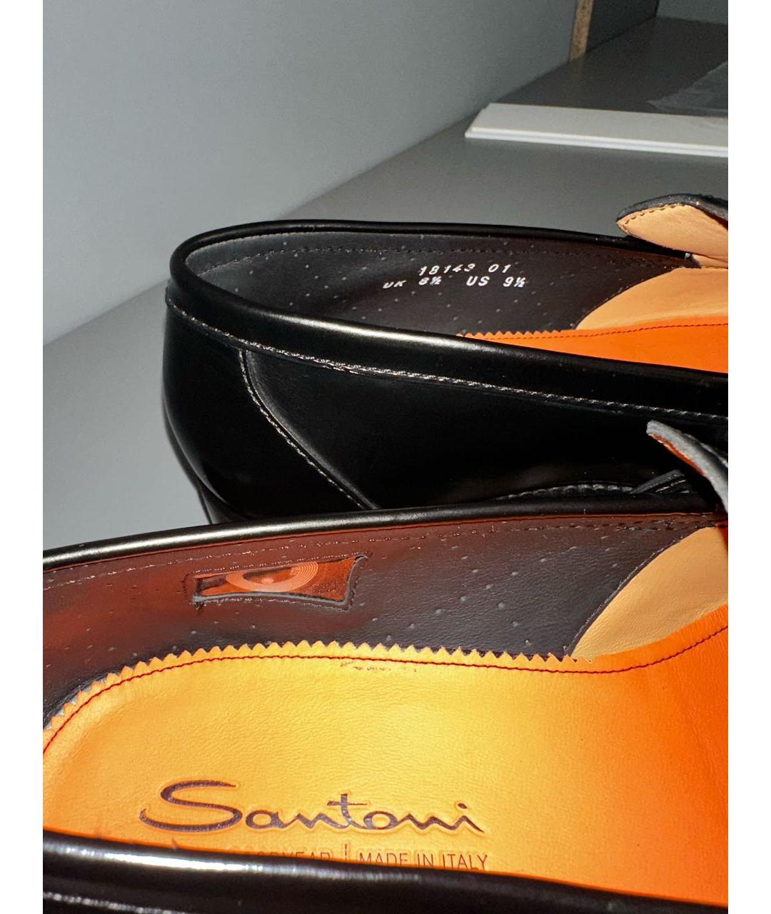 SANTONI Черные кожаные лоферы, фото 7