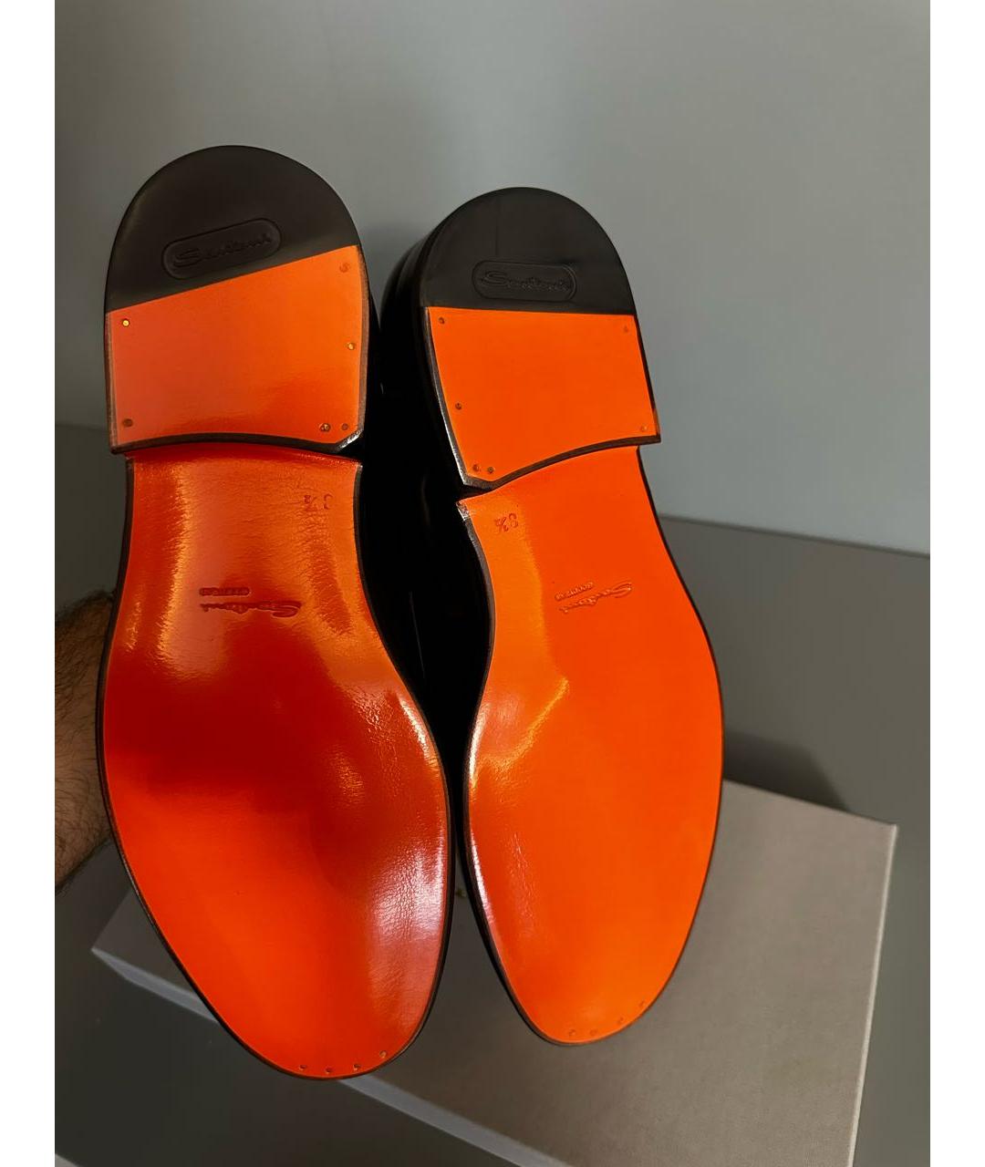 SANTONI Черные кожаные лоферы, фото 6