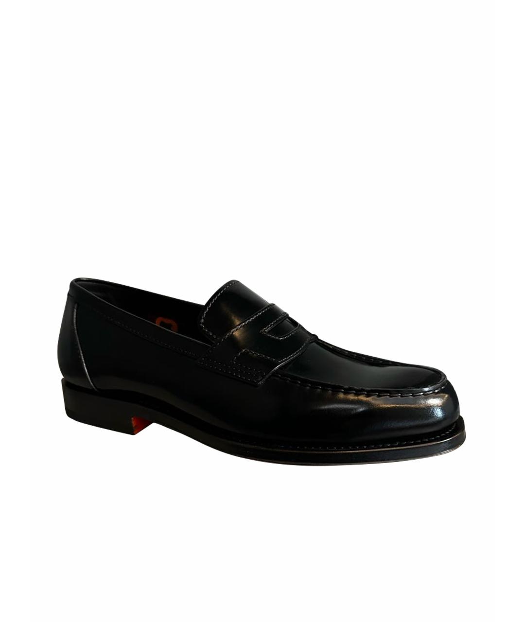 SANTONI Черные кожаные лоферы, фото 1