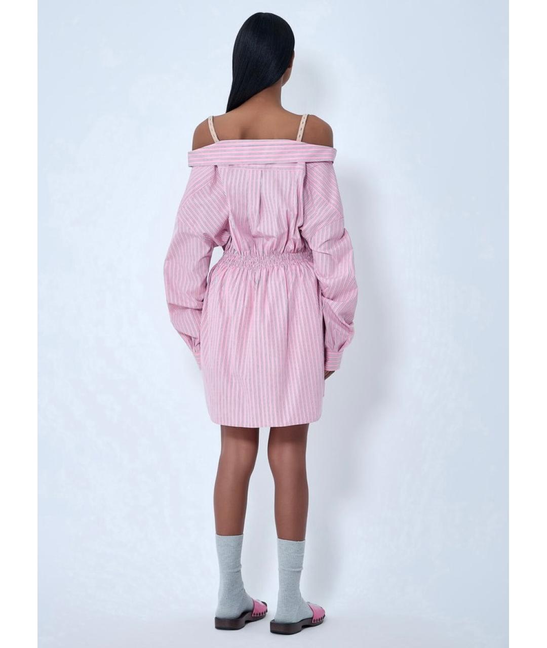 MIU MIU Розовое хлопковое повседневное платье, фото 5