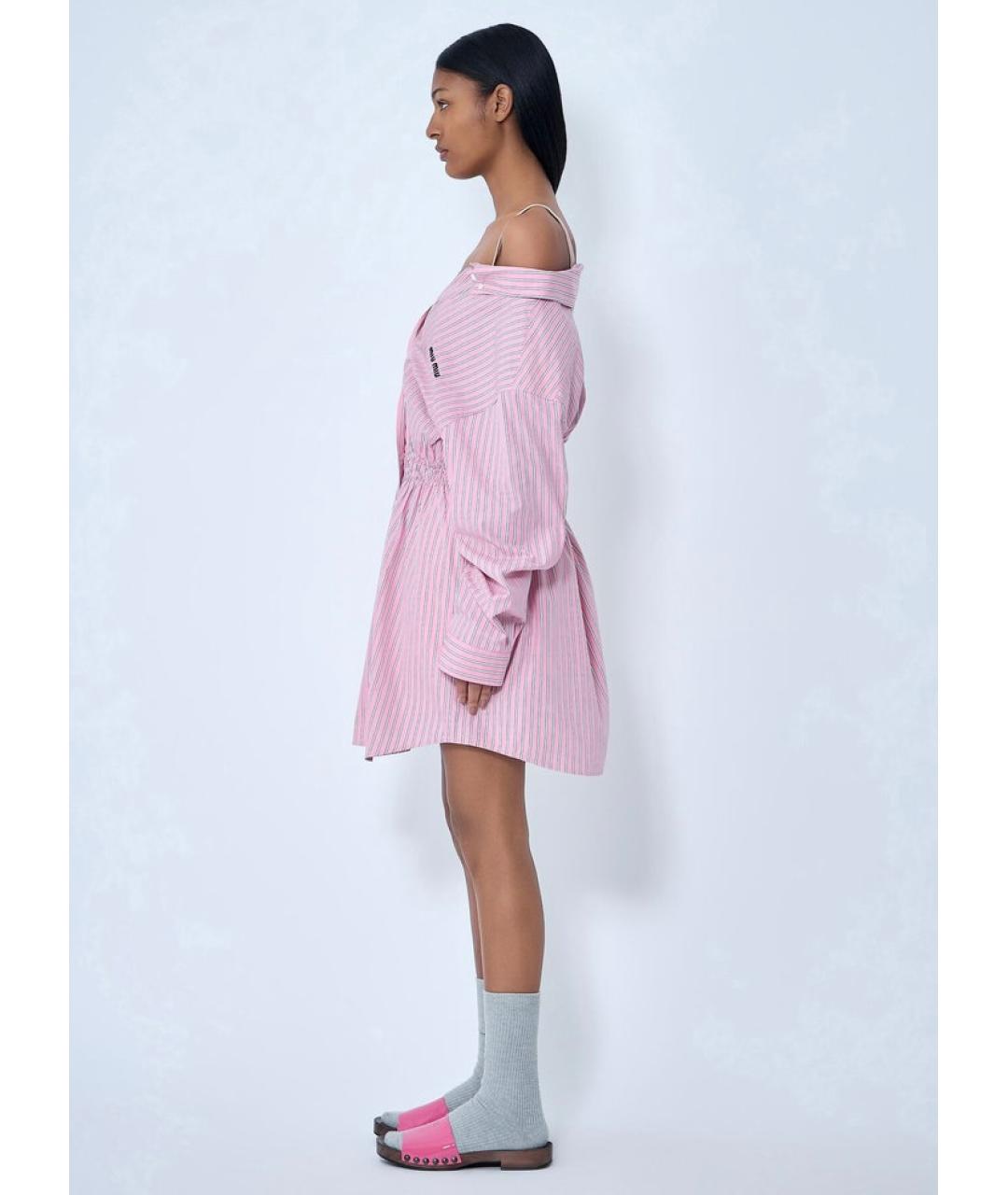 MIU MIU Розовое хлопковое повседневное платье, фото 4