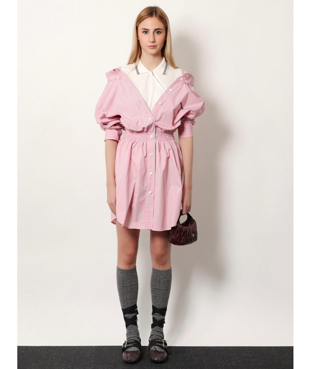 MIU MIU Розовое хлопковое повседневное платье, фото 6