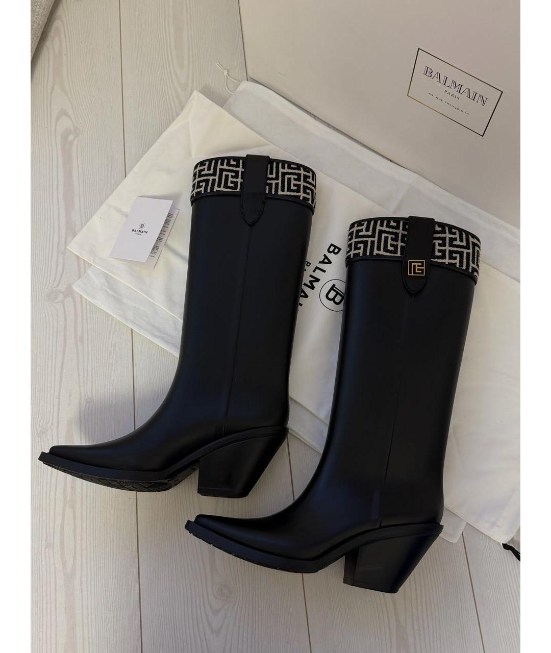 BALMAIN Черные резиновые сапоги, фото 6