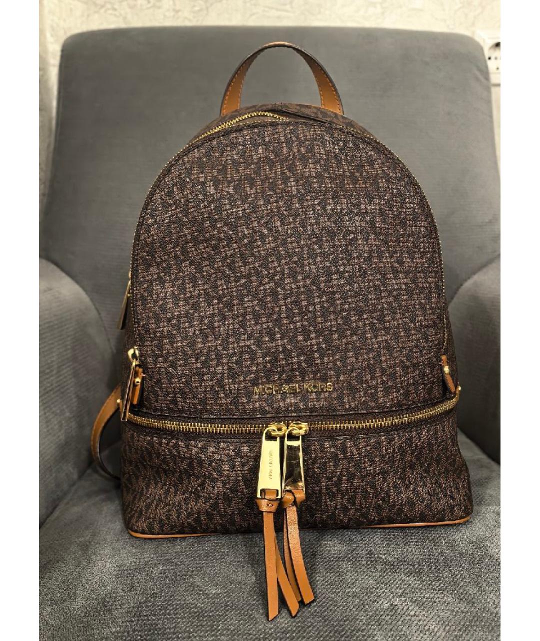 MICHAEL KORS Коричневый рюкзак из канвы, фото 2