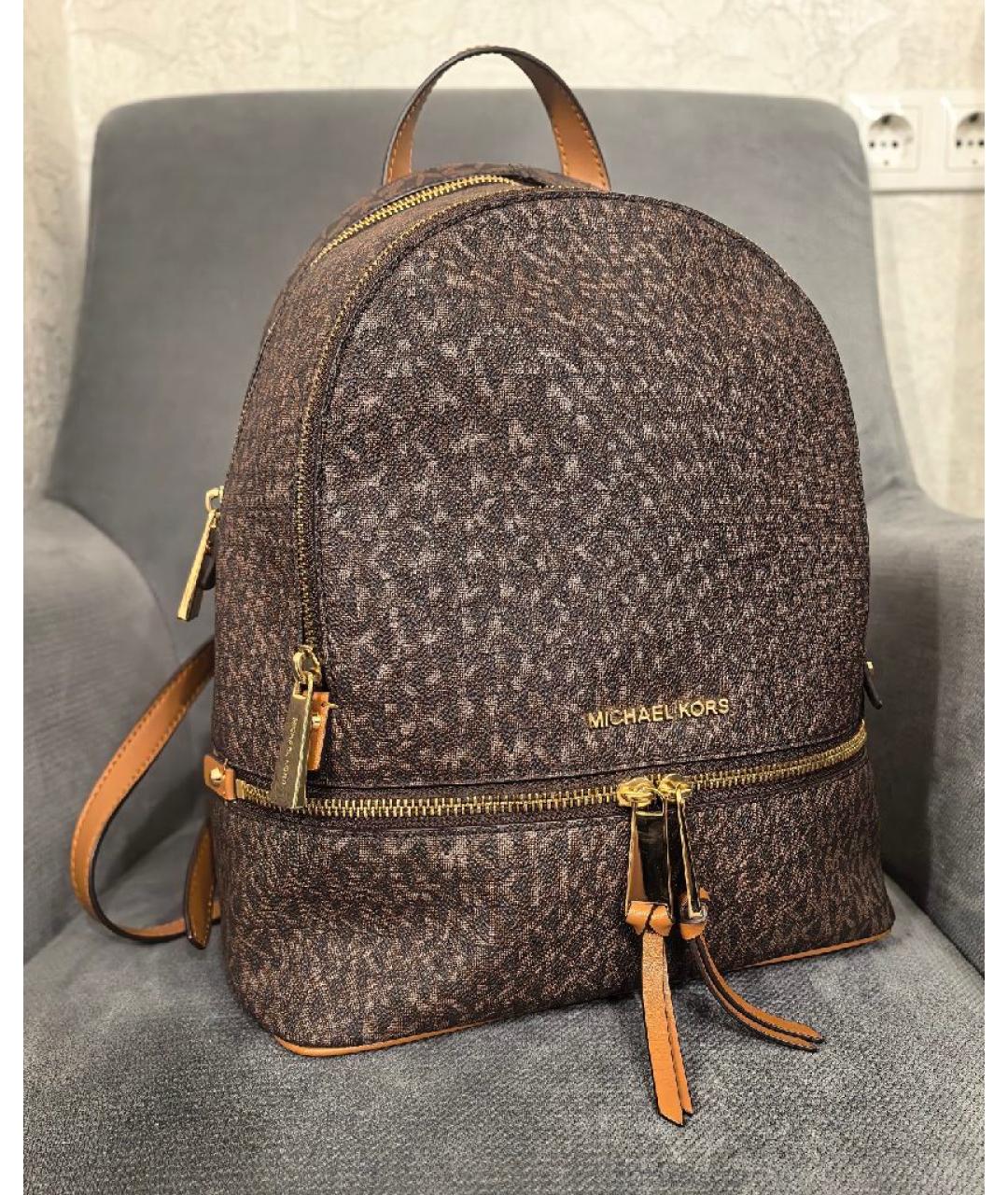 MICHAEL KORS Коричневый рюкзак из канвы, фото 3