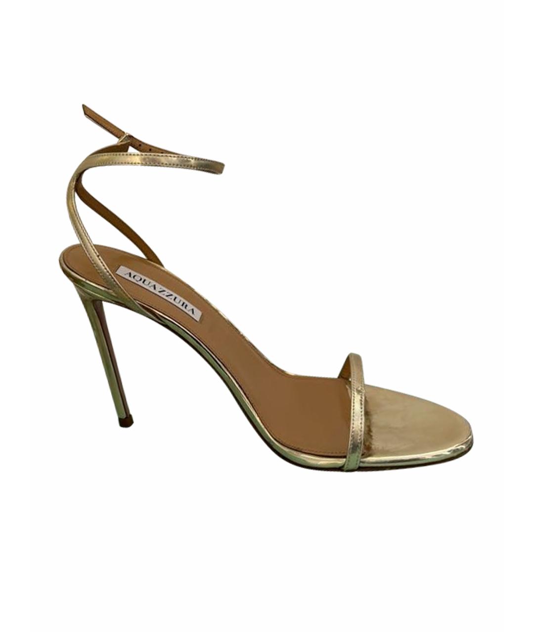 AQUAZZURA Золотые кожаные босоножки, фото 1