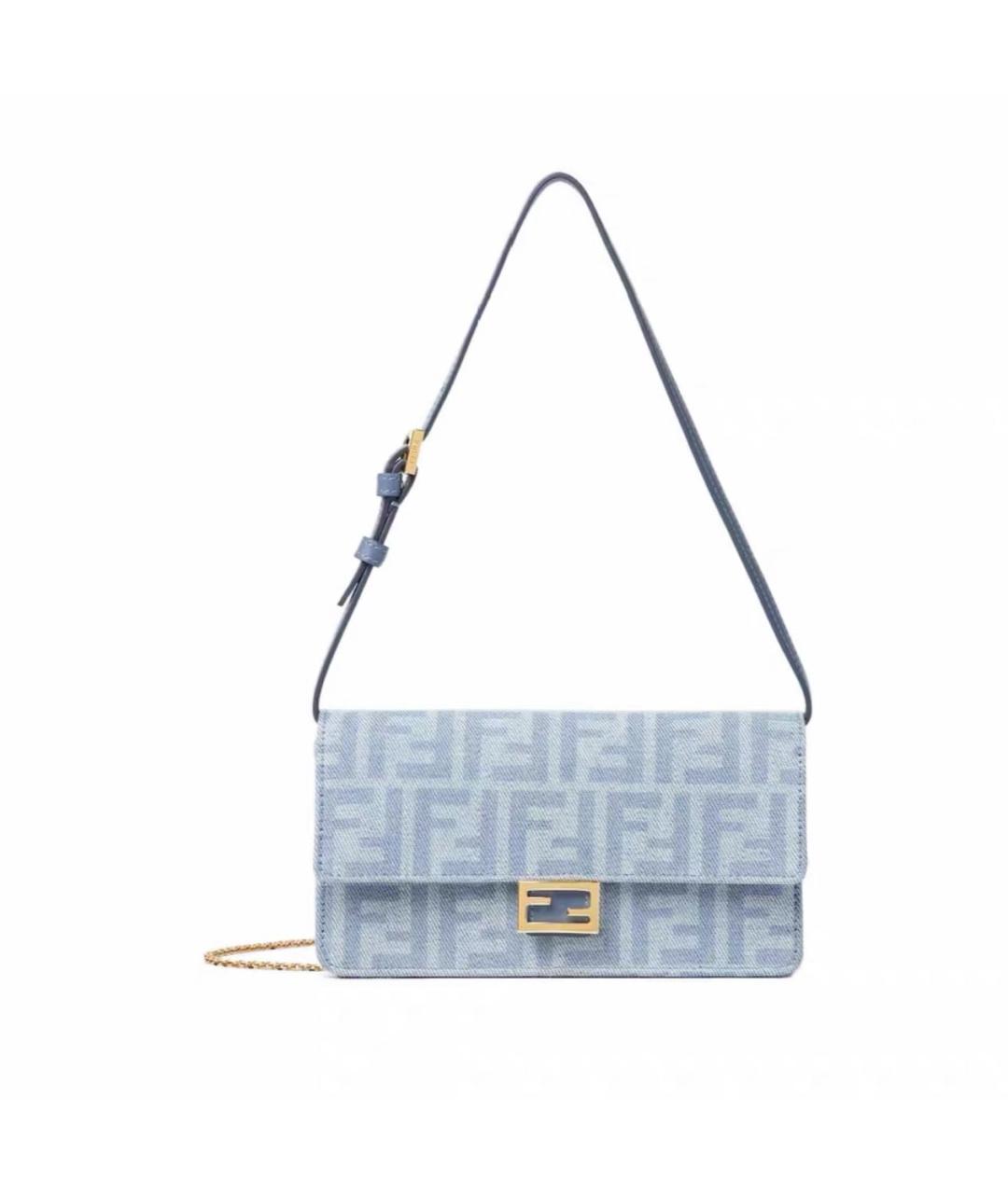 FENDI Голубая деним сумка через плечо, фото 1
