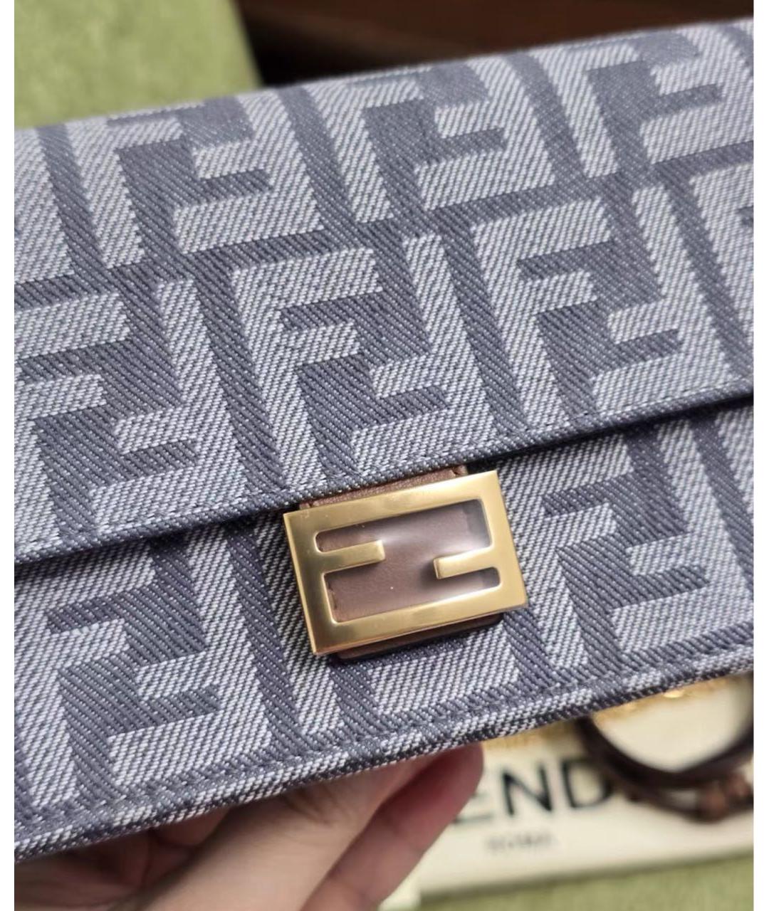FENDI Голубая деним сумка через плечо, фото 2
