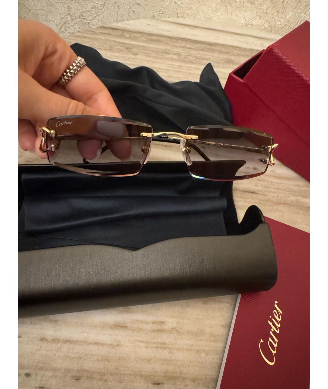 CARTIER Черные металлические солнцезащитные очки, фото 7