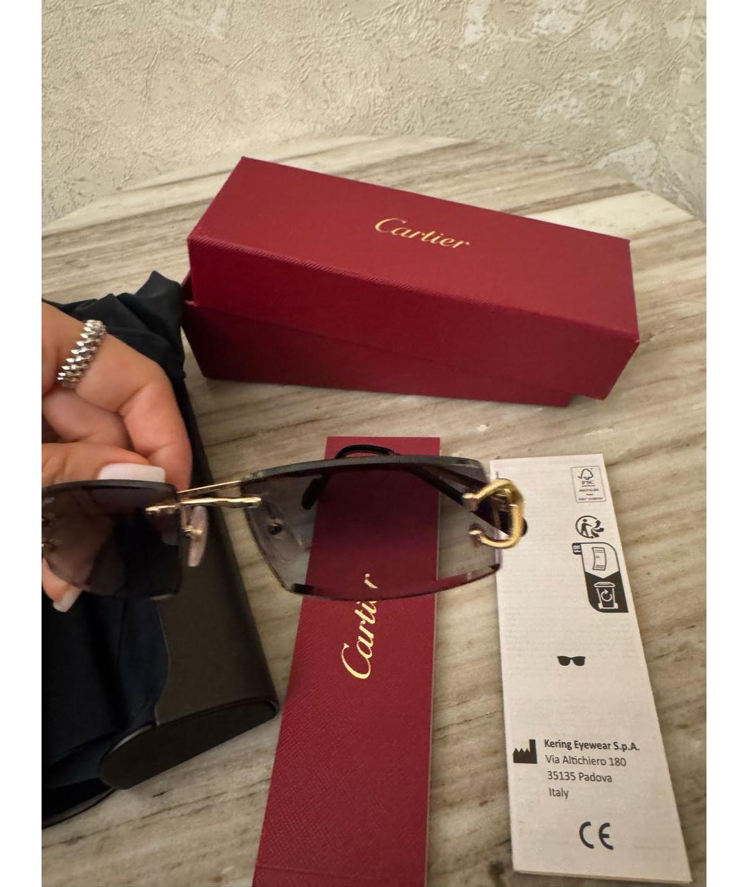 CARTIER Черные металлические солнцезащитные очки, фото 6