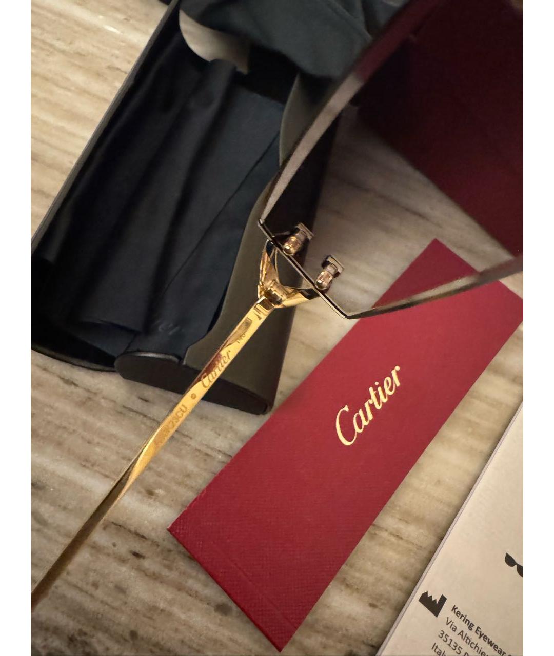 CARTIER Черные металлические солнцезащитные очки, фото 2