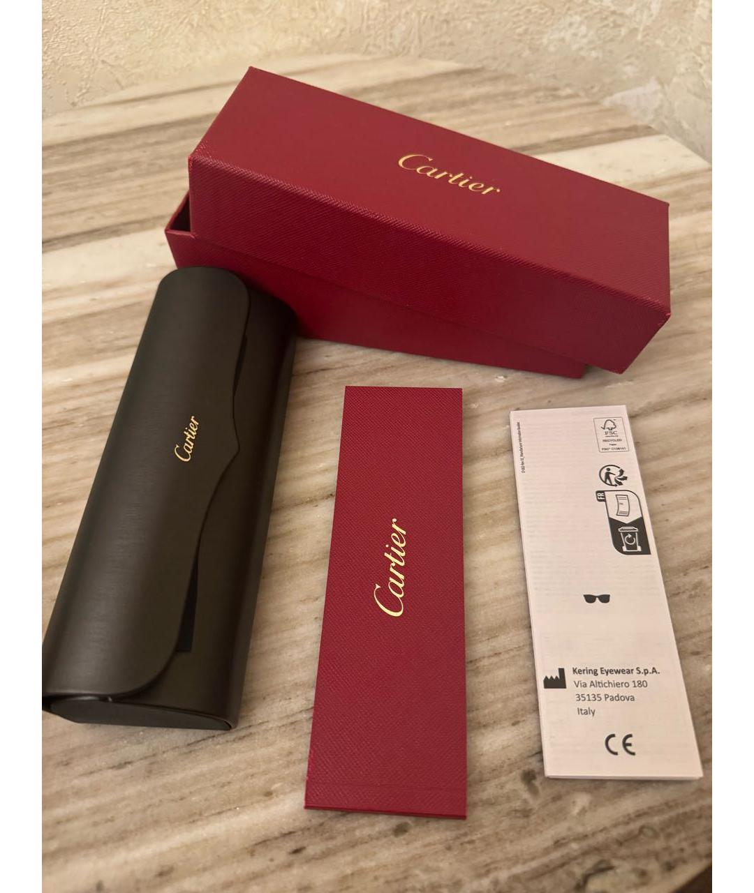CARTIER Черные металлические солнцезащитные очки, фото 4