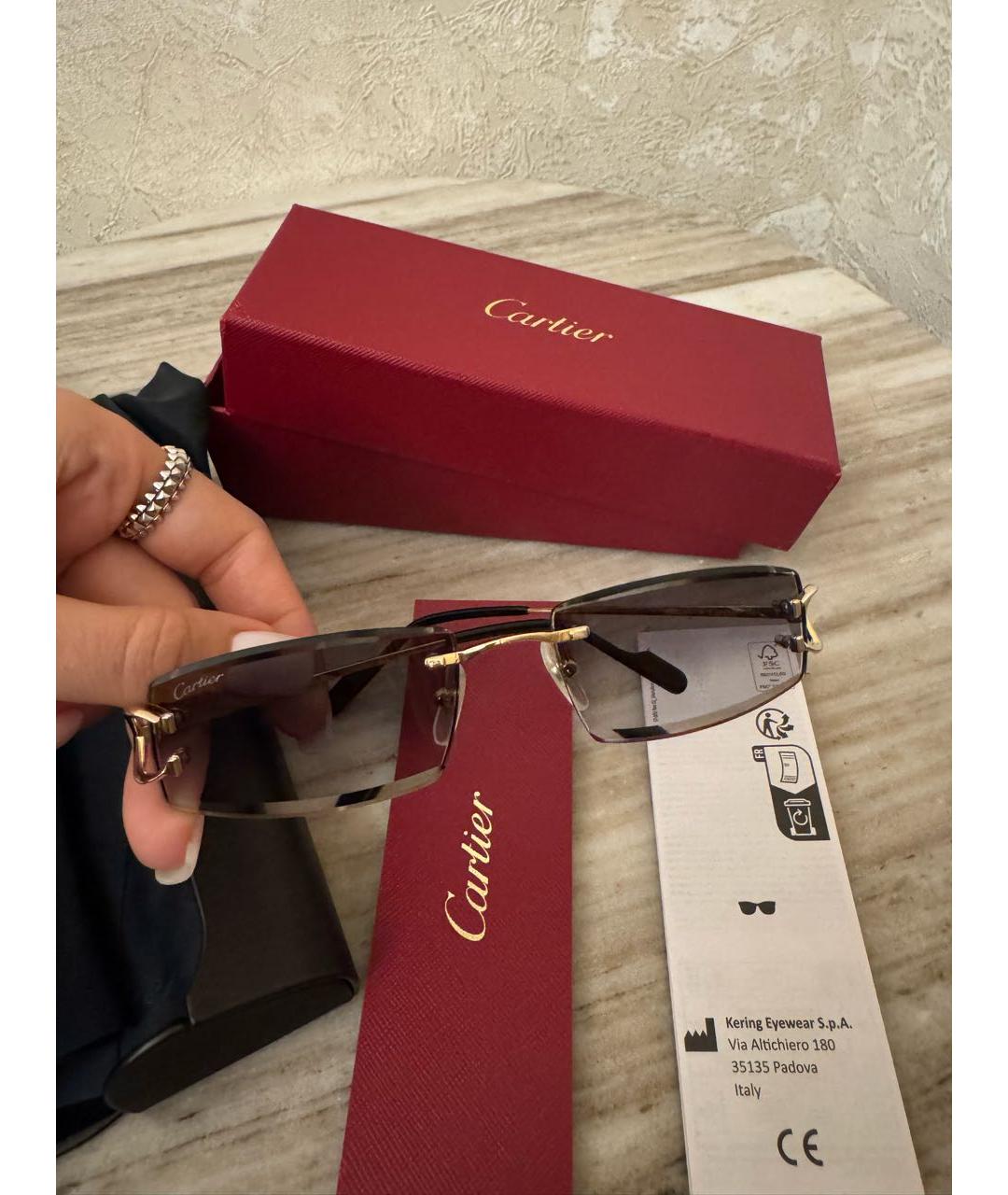 CARTIER Черные металлические солнцезащитные очки, фото 3