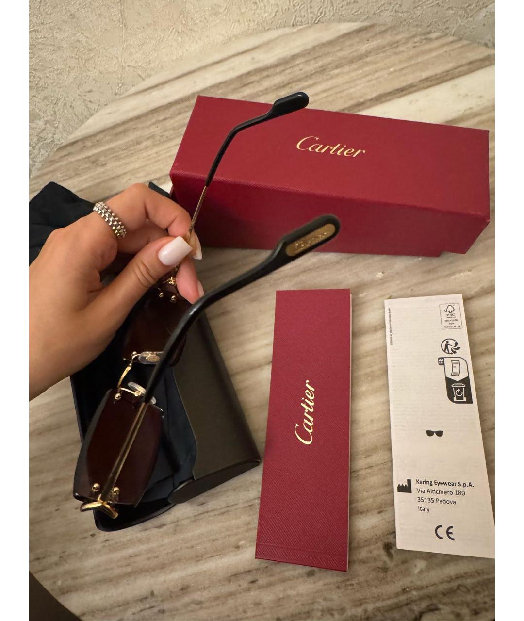 CARTIER Черные металлические солнцезащитные очки, фото 5