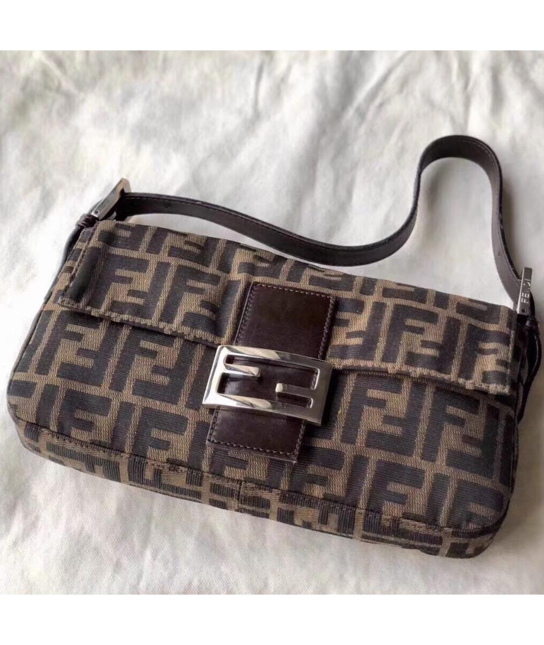 FENDI Коричневая жаккардовая сумка через плечо, фото 2