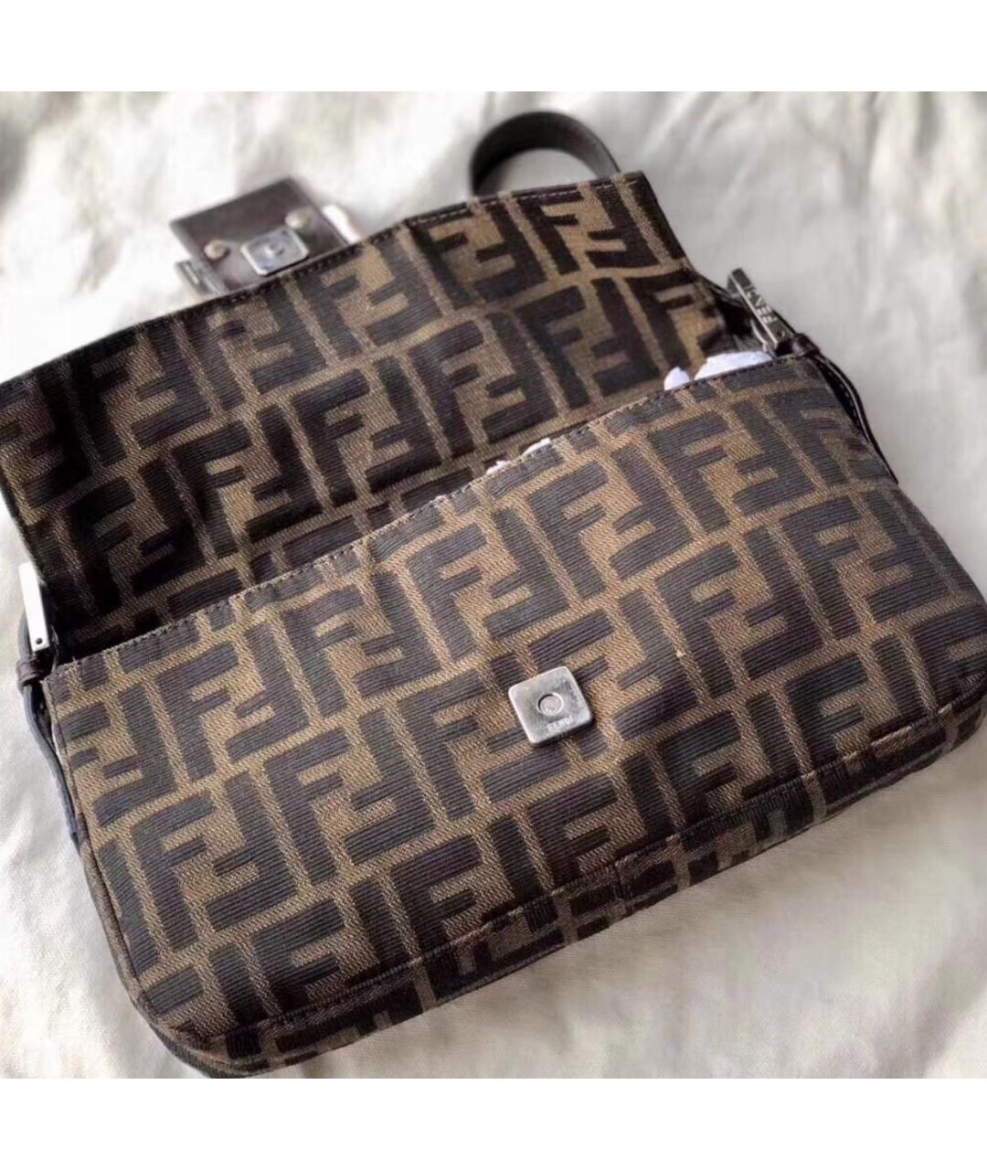 FENDI Коричневая жаккардовая сумка через плечо, фото 4