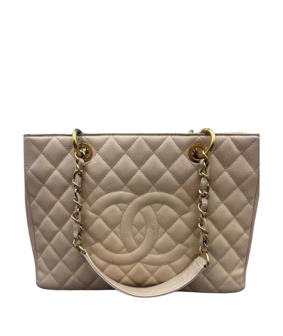CHANEL Бежевая кожаная сумка тоут, фото 1