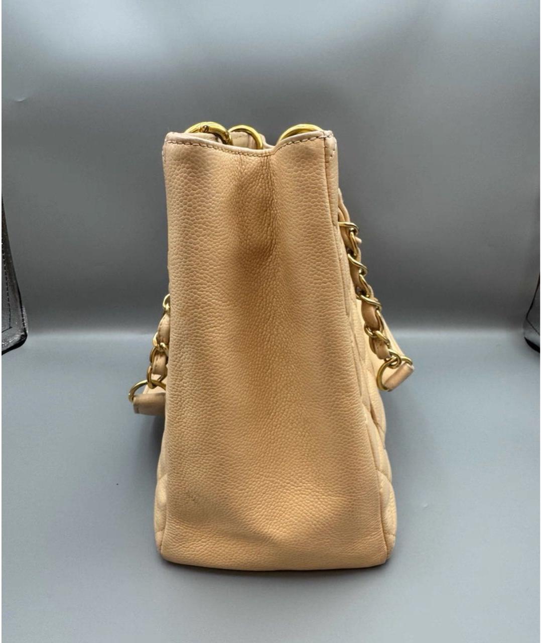 CHANEL Бежевая кожаная сумка тоут, фото 3