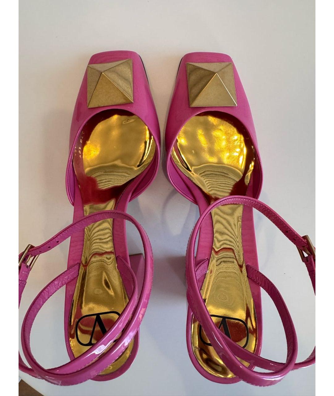 VALENTINO Розовые кожаные босоножки, фото 3