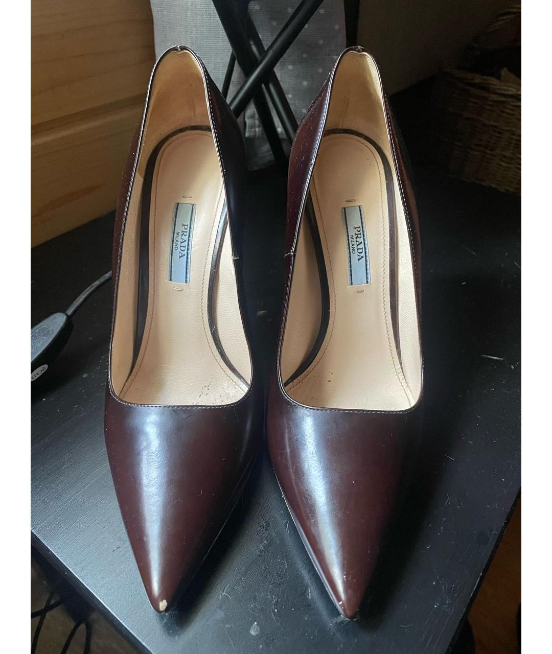 PRADA Коричневые кожаные туфли, фото 2