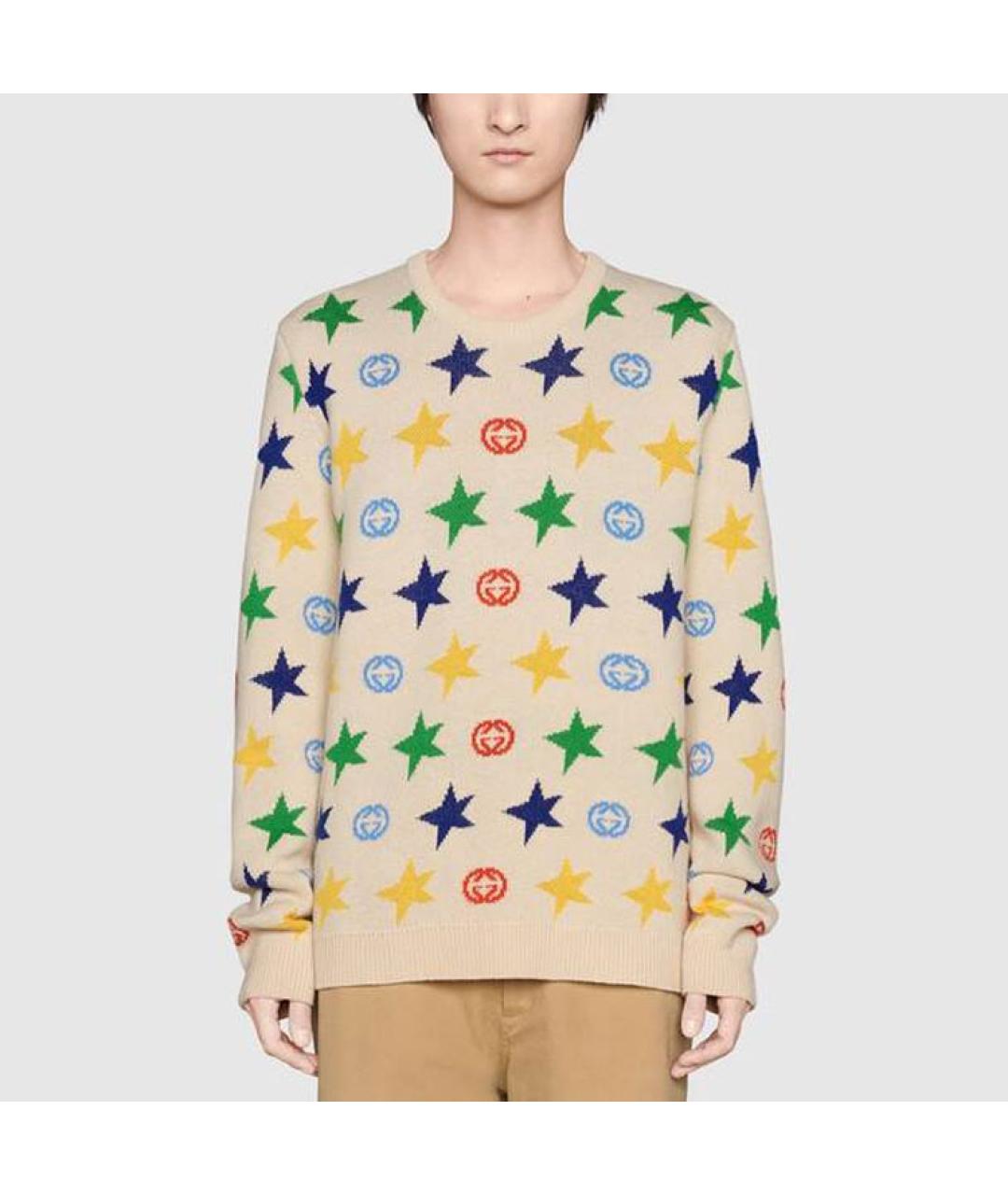 GUCCI Бежевый шерстяной джемпер / свитер, фото 3