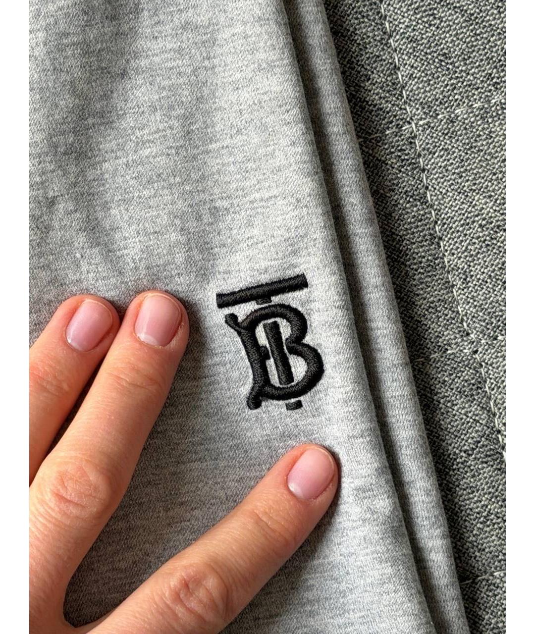 BURBERRY Серая хлопковая футболка, фото 4
