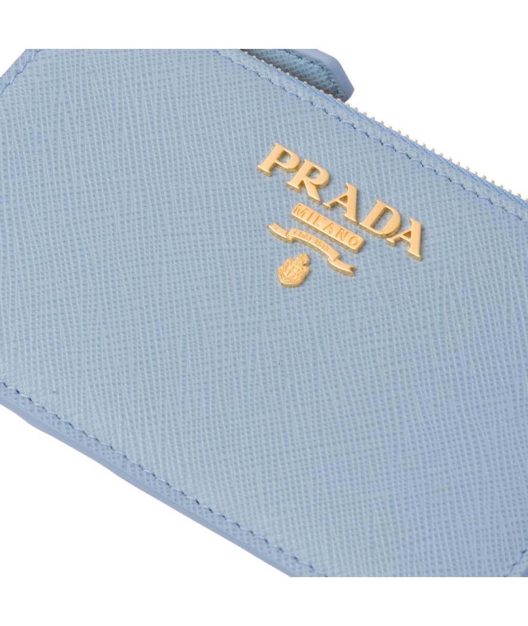 PRADA Голубой кожаный кардхолдер, фото 3