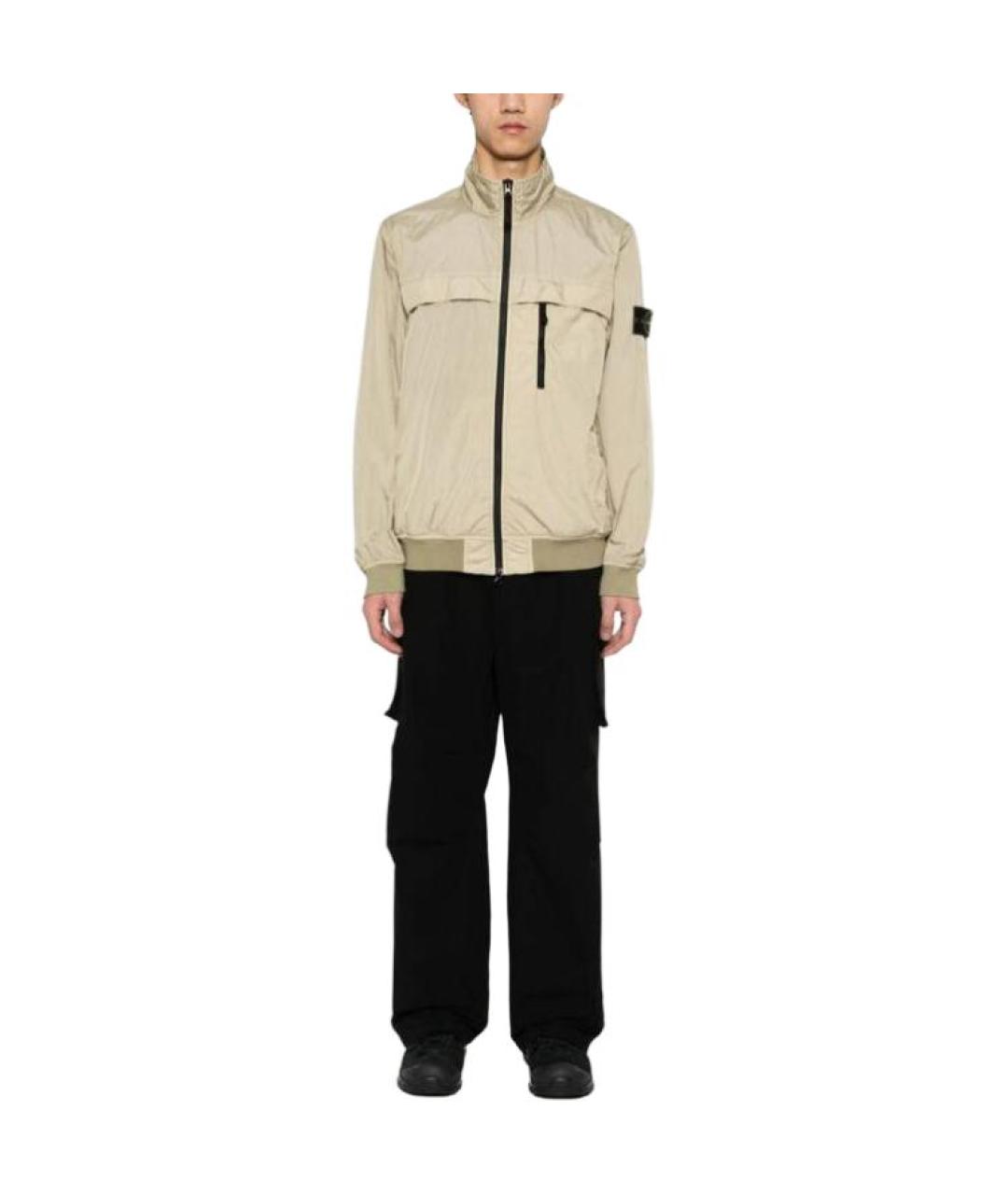 STONE ISLAND Бежевая нейлоновая куртка, фото 3