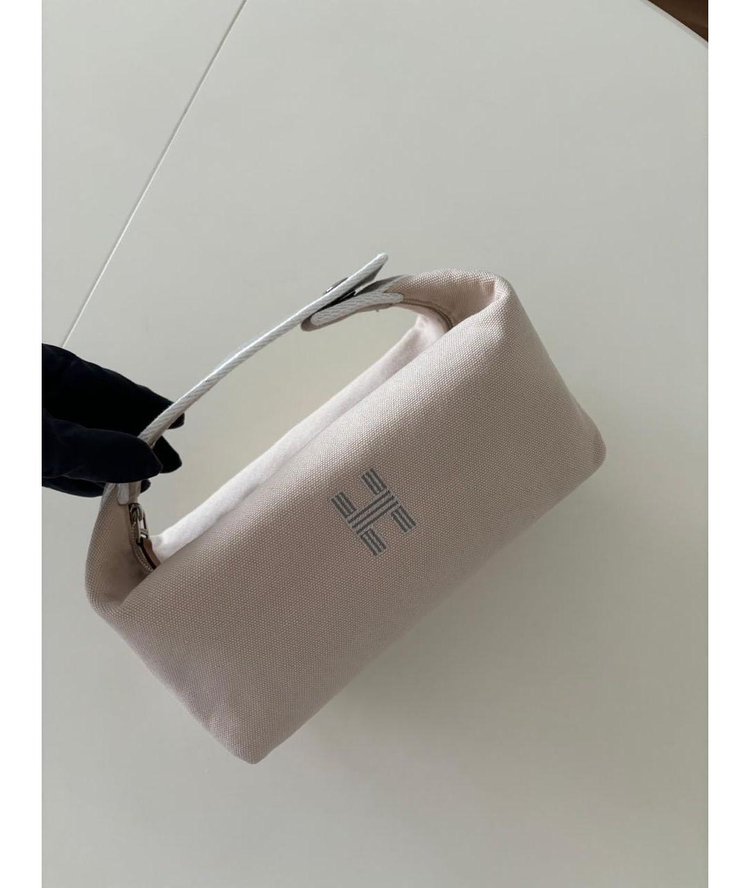 HERMES Бежевая тканевая косметичка, фото 9