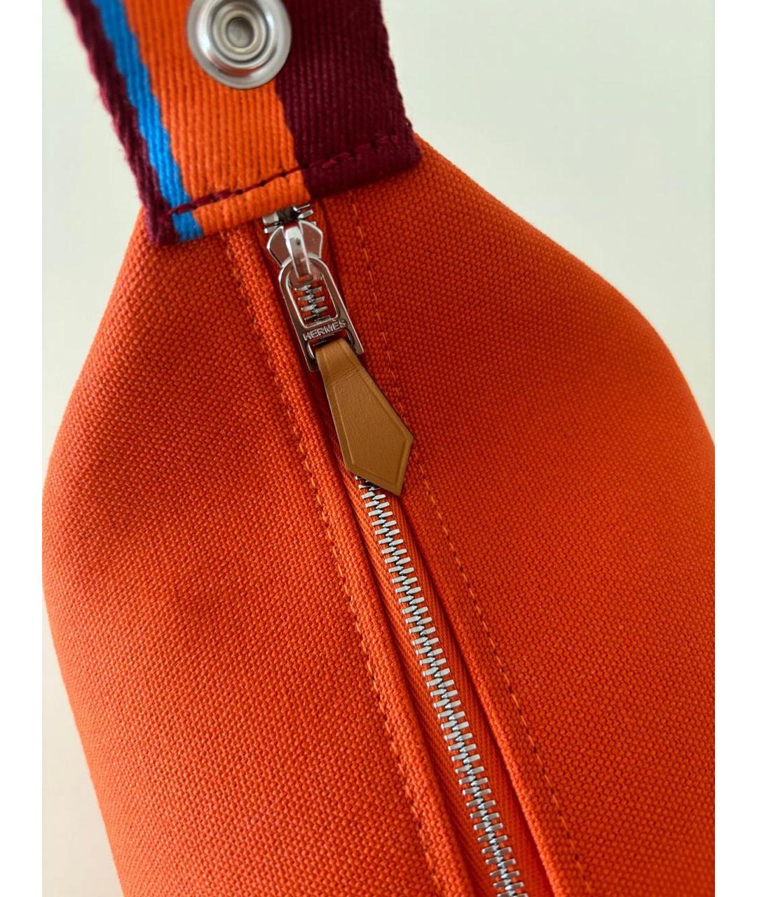 HERMES Оранжевая тканевая косметичка, фото 5